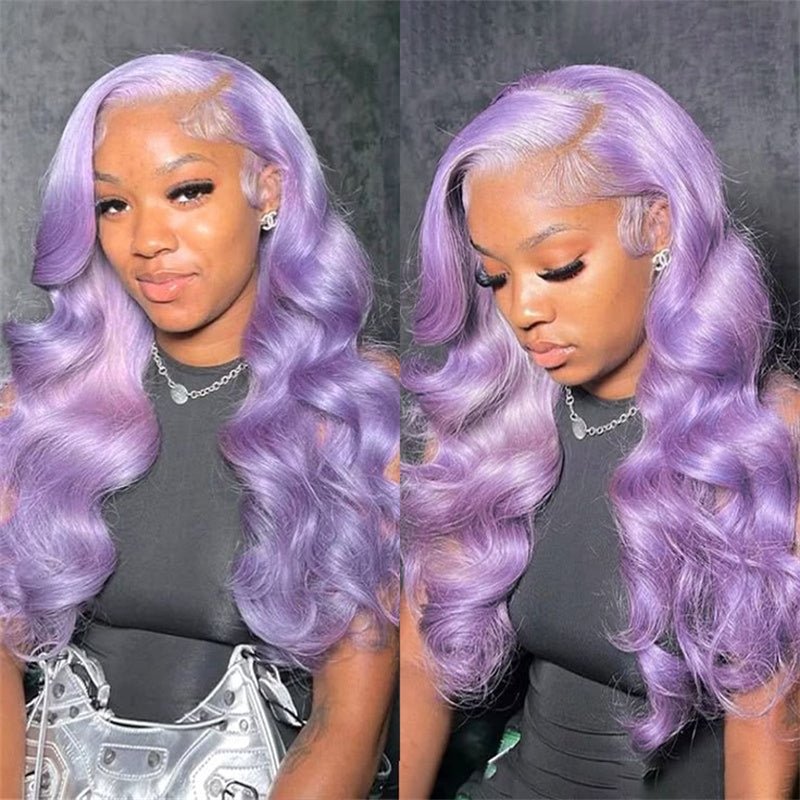 Msgem Purple Colored Wig Straight Hair 13x6 HD Transparent Lace Front Human Hair Wigs Body Wave Lace Frontal Wig - Msgem Hair
