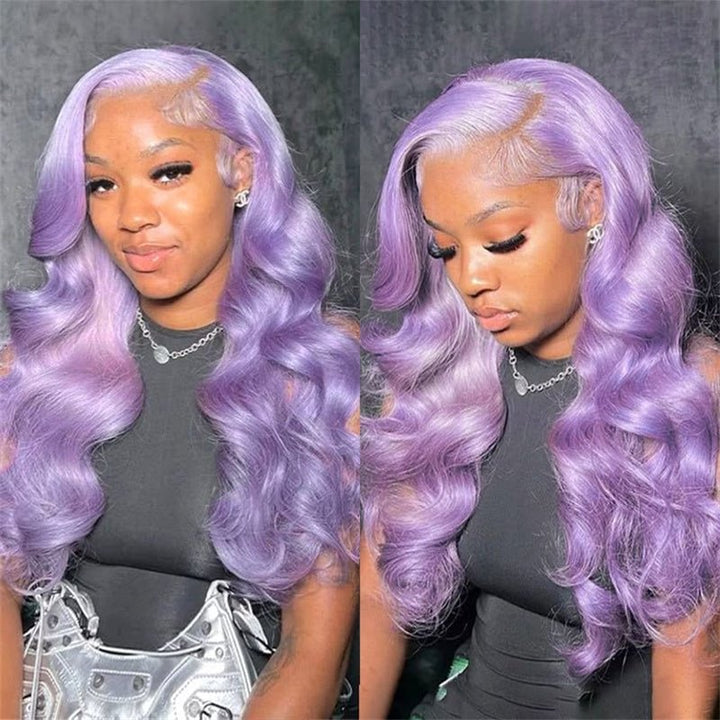 Msgem Purple Colored Wig Straight Hair 13x6 HD Transparent Lace Front Human Hair Wigs Body Wave Lace Frontal Wig - Msgem Hair