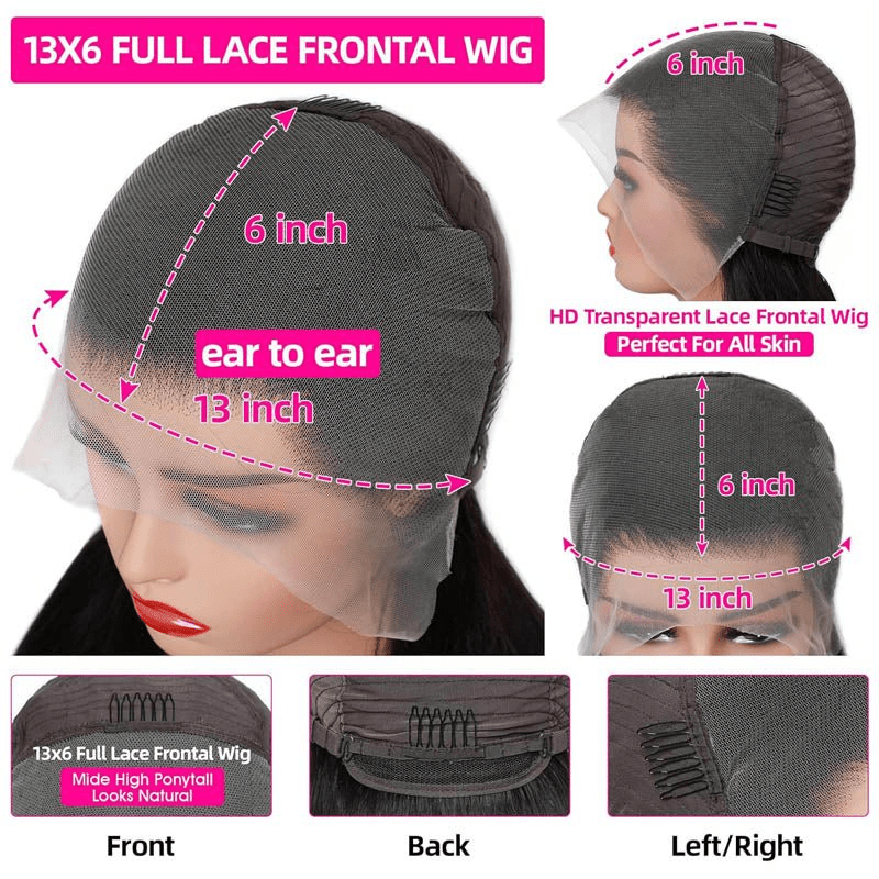 Msgem Purple Colored Wig Straight Hair 13x6 HD Transparent Lace Front Human Hair Wigs Body Wave Lace Frontal Wig - Msgem Hair