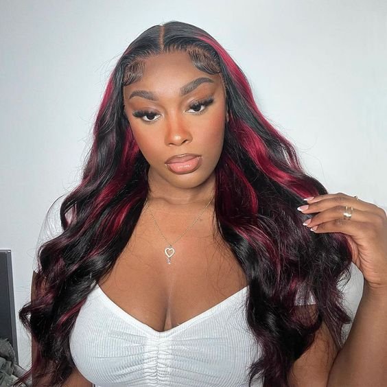 Msgem Put On and Go Pre - cut Lace 7x5 Glueless Wigs p1b/99j Colored Wig Body Wave Human Hair Wigs - Msgem Hair