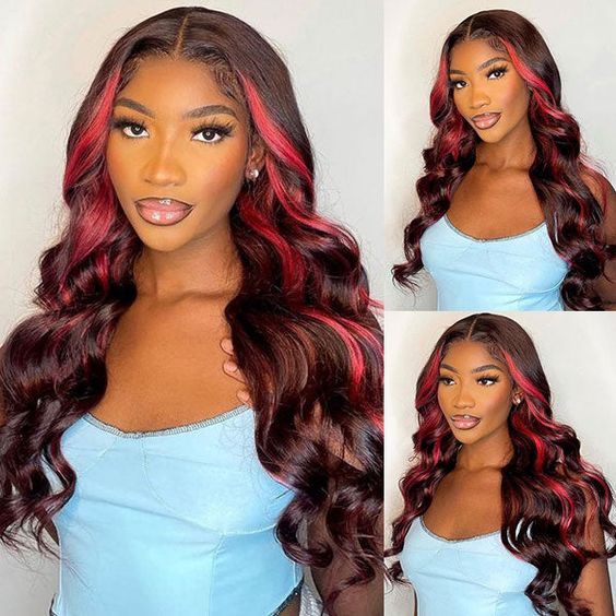 Msgem Put On and Go Pre - cut Lace 7x5 Glueless Wigs p1b/99j Colored Wig Body Wave Human Hair Wigs - Msgem Hair
