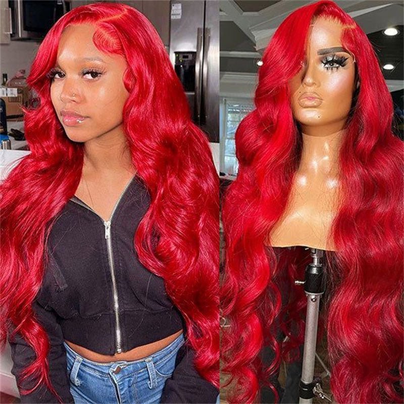 Msgem Red Body Wave Lace Front Wigs HD Transparent 13x4 13x6 Lace Front Human Hair Wigs - Msgem Hair