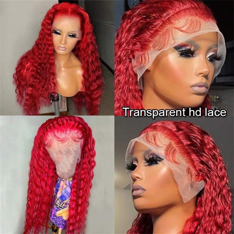 Msgem Red Lace Front Wigs Deep Wave 13x4 13x6 HD Transparent Lace Frontal Human Hair Wigs - Msgem Hair