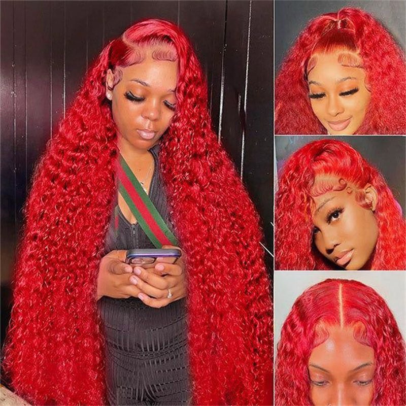 Msgem Red Lace Front Wigs Deep Wave 13x4 13x6 HD Transparent Lace Frontal Human Hair Wigs - Msgem Hair