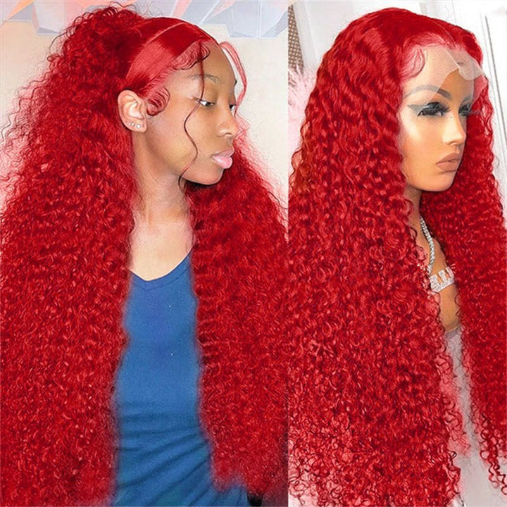 Msgem Red Lace Front Wigs Deep Wave 13x4 13x6 HD Transparent Lace Frontal Human Hair Wigs - Msgem Hair
