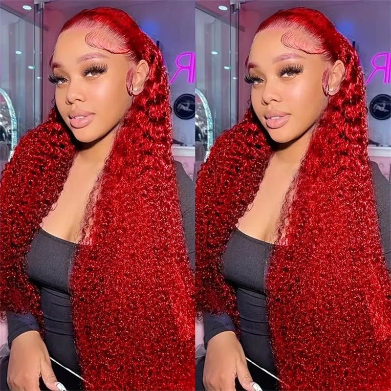 Msgem Red Lace Front Wigs Deep Wave 13x4 13x6 HD Transparent Lace Frontal Human Hair Wigs - Msgem Hair
