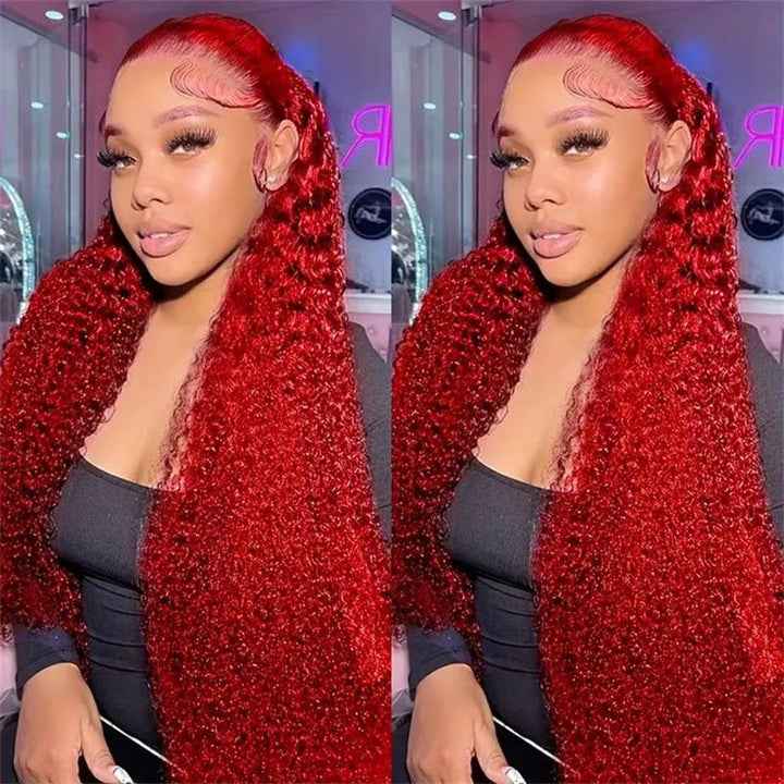 Msgem Red Lace Front Wigs Deep Wave 13x4 13x6 HD Transparent Lace Frontal Human Hair Wigs - Msgem Hair