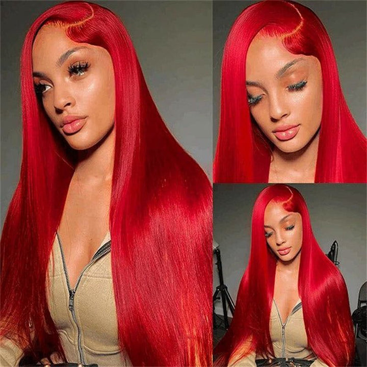 Msgem Red Lace Front Wigs Human Hair Pre Plucked 13x4 13x6 Straight Human Hair Colored Wigs - Msgem Hair