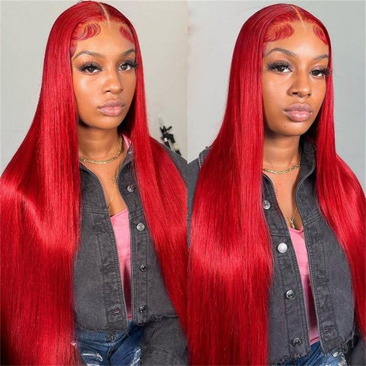 Msgem Red Lace Front Wigs Human Hair Pre Plucked 13x4 13x6 Straight Human Hair Colored Wigs - Msgem Hair