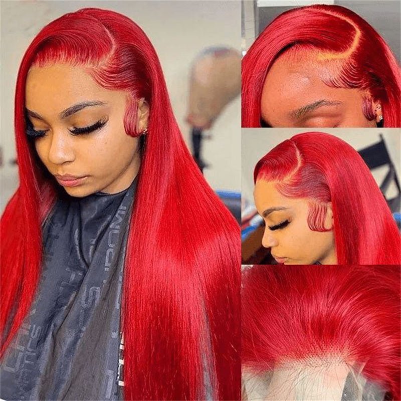 Msgem Red Lace Front Wigs Human Hair Pre Plucked 13x4 13x6 Straight Human Hair Colored Wigs - Msgem Hair