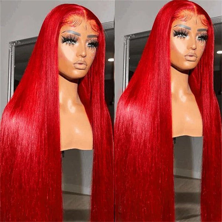 Msgem Red Lace Front Wigs Human Hair Pre Plucked 13x4 13x6 Straight Human Hair Colored Wigs - Msgem Hair