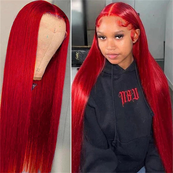 Msgem Red Lace Front Wigs Human Hair Pre Plucked 13x4 13x6 Straight Human Hair Colored Wigs - Msgem Hair