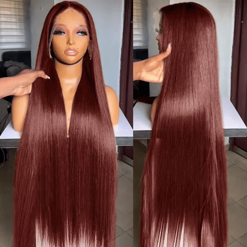 Msgem Reddish Brown Body Wave 13x4 Lace Front Wigs Straight Human Hair Wig Pre Plucked - Msgem Hair