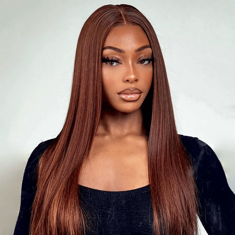 Msgem Reddish Brown Body Wave 13x4 Lace Front Wigs Straight Human Hair Wig Pre Plucked - Msgem Hair