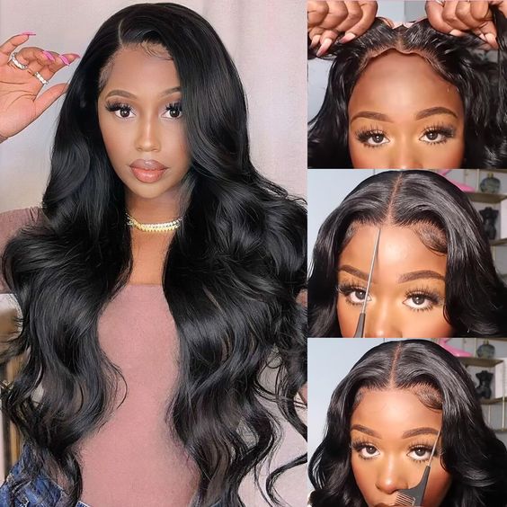 Msgem Silky Straight 5x5 Gluess wigs Pre-Bleached Knots Transparent Lace Closure Human Hair Wigs for Black Women