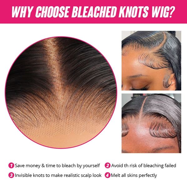 Msgem Sliky Straight 5x5 Glueless Wigs Bleached Knots Body Wave Human Hair Wigs - Msgem Hair