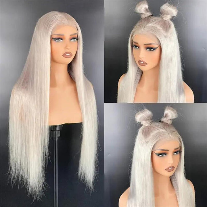 Msgem Straight Hair Lace Frontal Wigs Platinum Blonde Wig #60 White Human Hair Wig - Msgem Hair