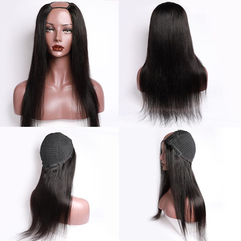 Msgem Straight U part Wig Human Hair Wigs For Black Women Msgem Brazilian Straight Hair Wig Can be permed and Dye