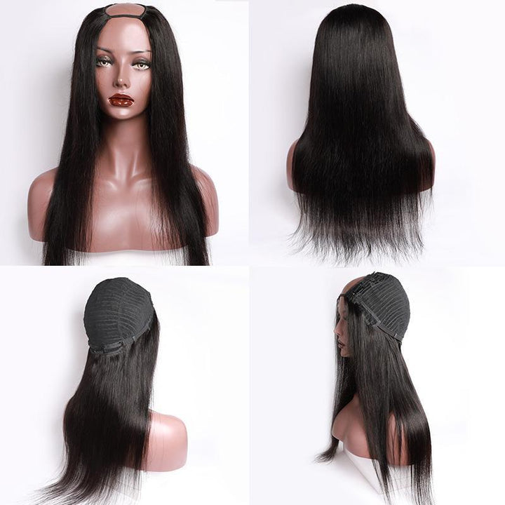 Msgem Straight U part Wig Human Hair Wigs For Black Women Msgem Brazilian Straight Hair Wig Can be permed and Dye