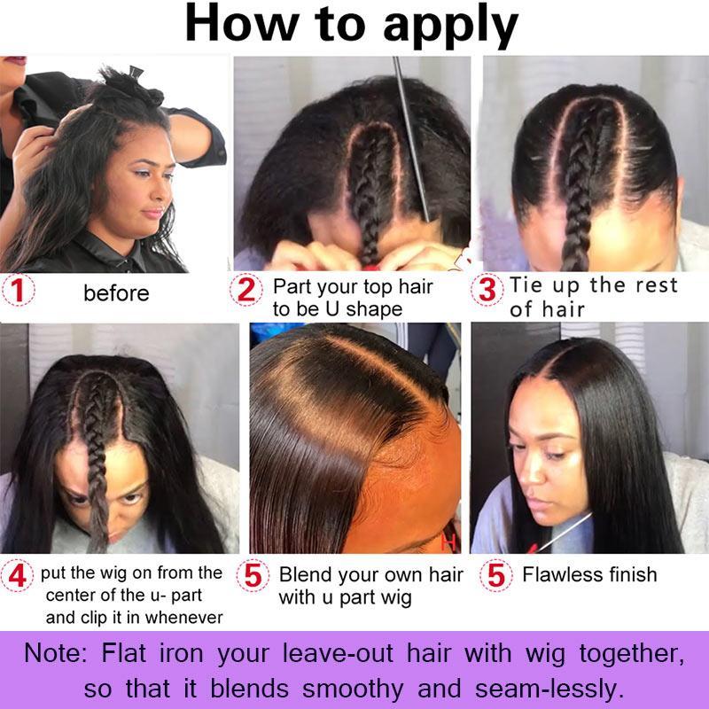 Msgem Straight U part Wig Human Hair Wigs For Black Women Msgem Brazilian Straight Hair Wig Can be permed and Dye