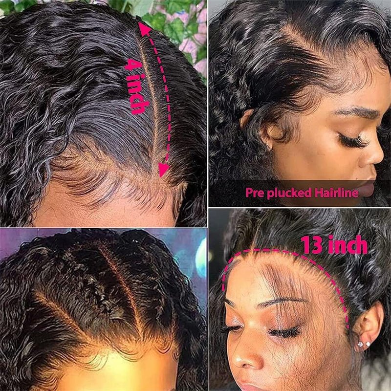 Msgem Water Wave 13x4 Lace Front Wigs Pre Plucked Baby Hair 180% Density