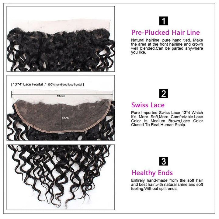 Msgem Water Wave HD Lace Frontal Closure 13x4 Ear to Ear Lace Frontal With Baby Hair - Msgem Hair