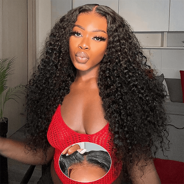 Msgem Wear Go 13x6 Full Front Glueless Wig Kinky Curly HD Lace Wig With Elastic Drawstring - Msgem Hair