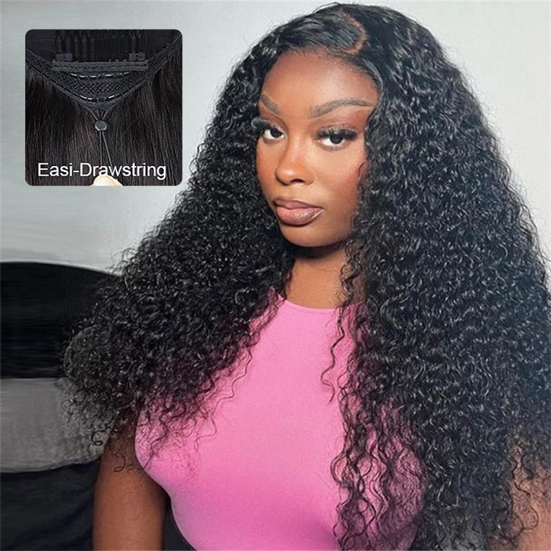Msgem Wear Go 13x6 Full Front Glueless Wig Kinky Curly HD Lace Wig With Elastic Drawstring - Msgem Hair