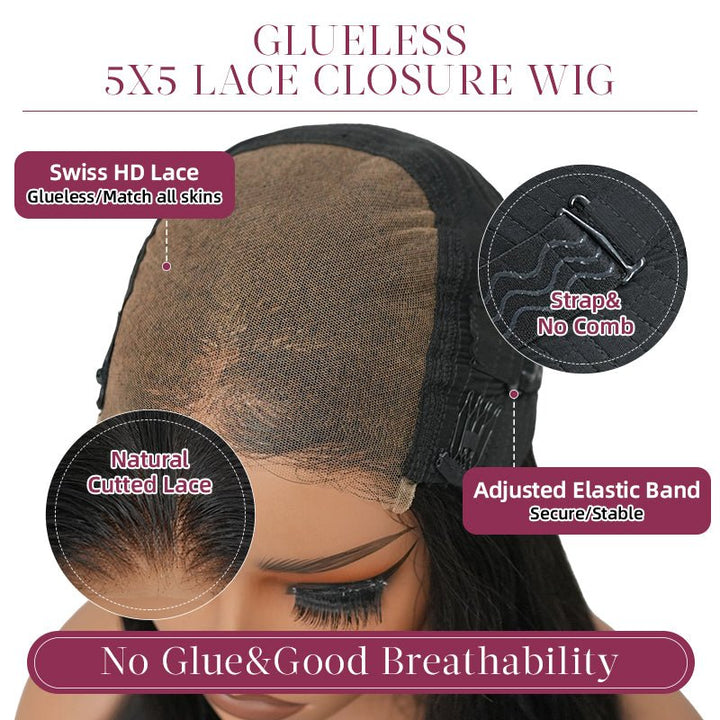 Msgem Wear Go Glueless Wigs Burmese Curly Human Hair 5x5 Lace Closure Wigs - Msgem Hair
