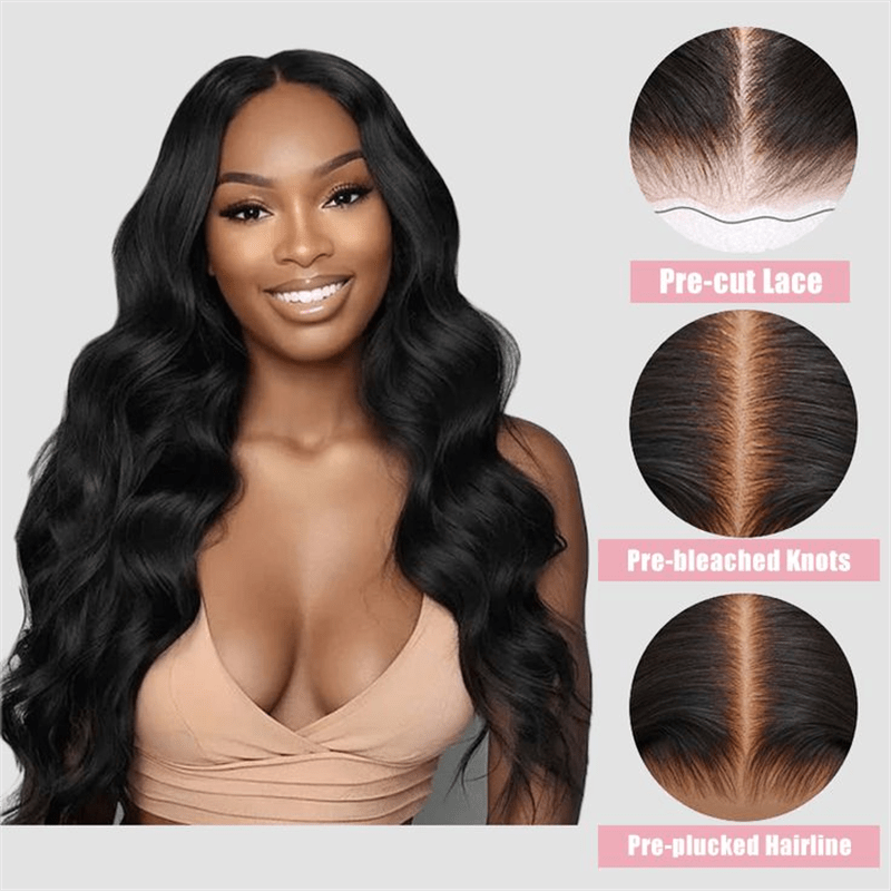 Msgem Wear Go Pre - Cut Glueless Wig Body Wave 5x5 Lace Closure Wigs Bleached Knots - Msgem Hair