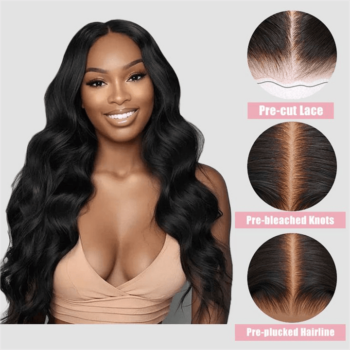 Msgem Wear Go Pre - Cut Glueless Wig Body Wave 5x5 Lace Closure Wigs Bleached Knots - Msgem Hair