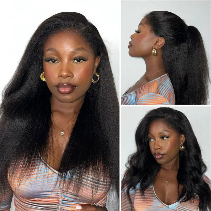 Msgem Yaki Straight 360 Full Front Wigs Invisi - Drawstring Snug Fit Wigs HD Transparent Lace for Women - Msgem Hair