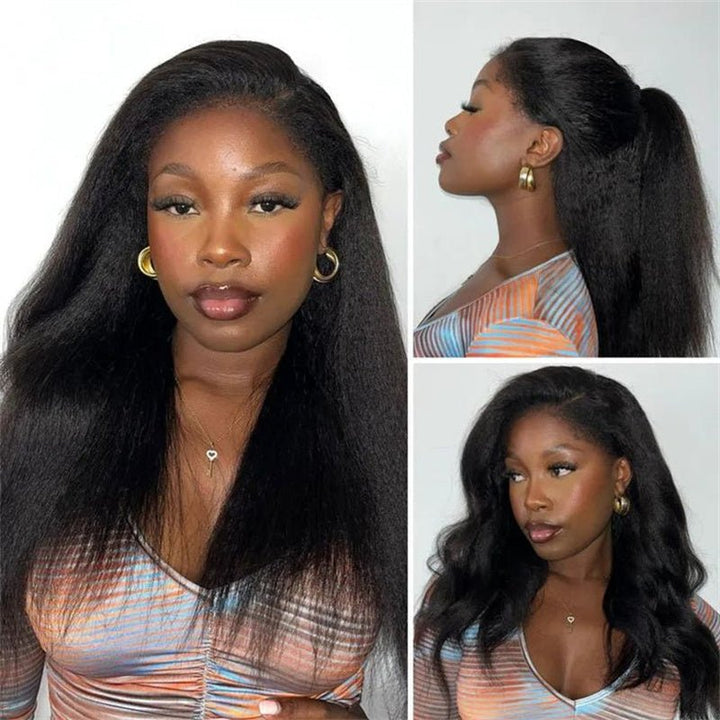 Msgem Yaki Straight 360 Full Front Wigs Invisi - Drawstring Snug Fit Wigs HD Transparent Lace for Women - Msgem Hair