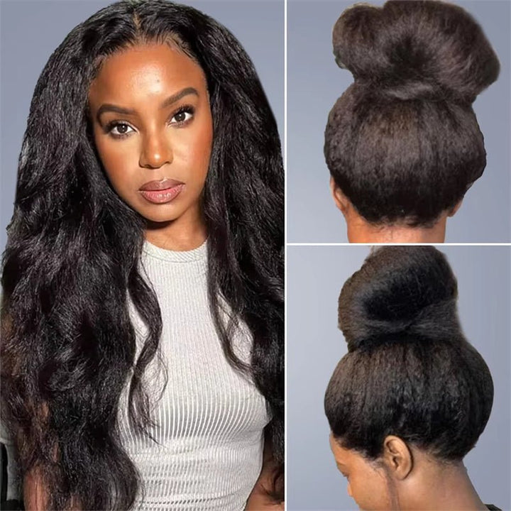 Msgem Yaki Straight 360 Full Front Wigs Invisi - Drawstring Snug Fit Wigs HD Transparent Lace for Women - Msgem Hair
