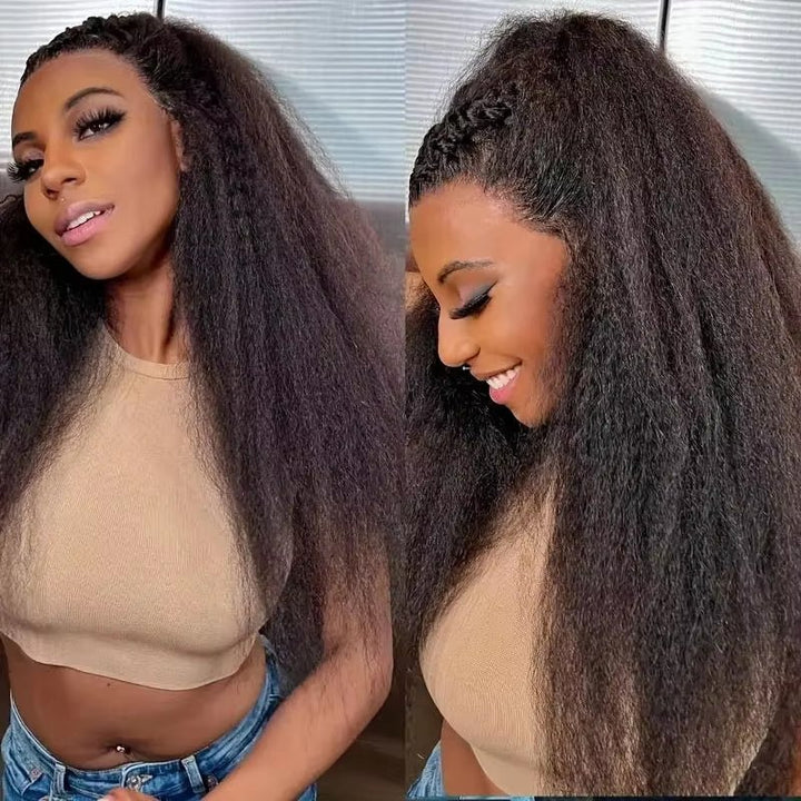 Msgem Yaki Straight 360 Full Front Wigs Invisi - Drawstring Snug Fit Wigs HD Transparent Lace for Women - Msgem Hair