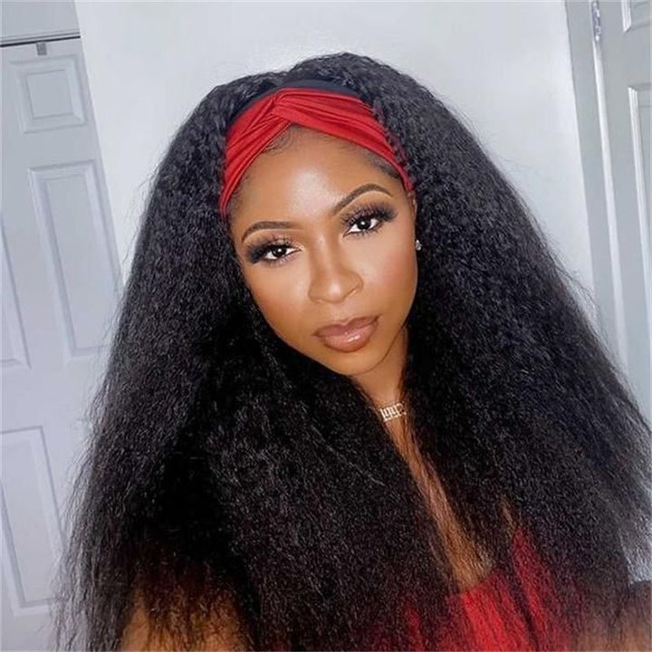 Leomoda Headband Wig Yaki Straight Human Hair Wigs 150% Beginner Friendly Half Wig - Msgem Hair