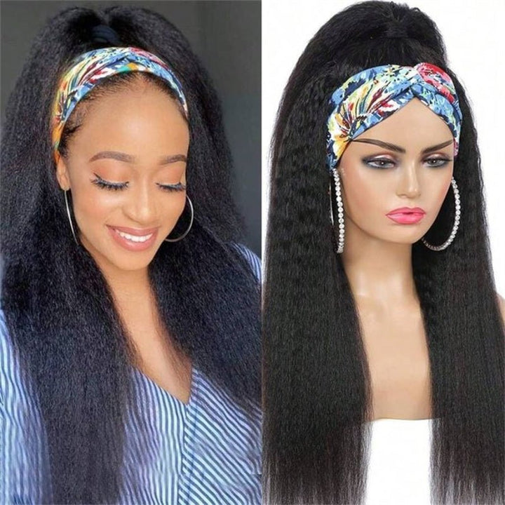 Leomoda Headband Wig Yaki Straight Human Hair Wigs 150% Beginner Friendly Half Wig - Msgem Hair