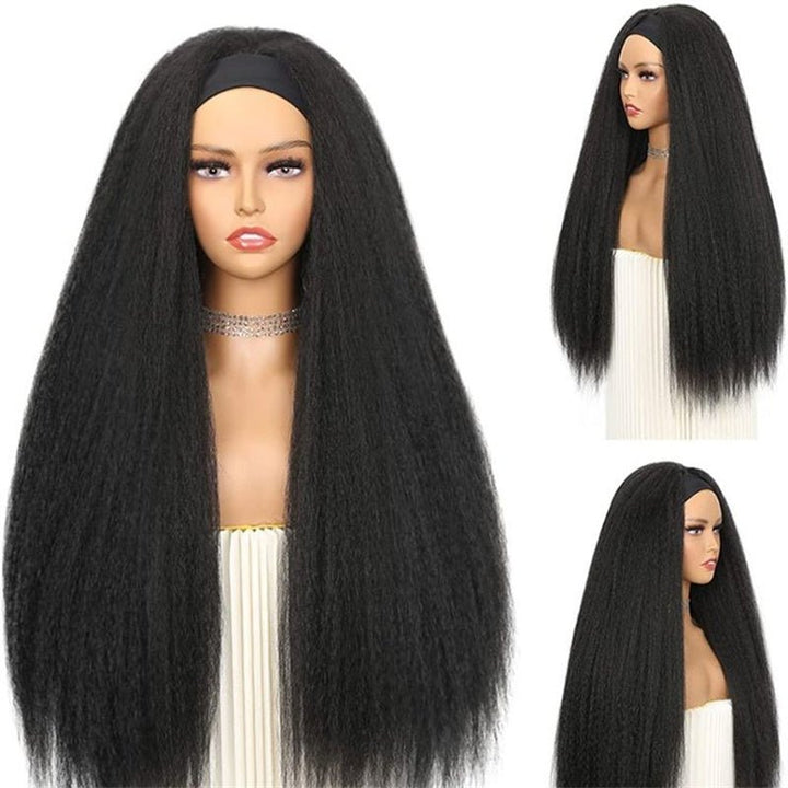 Leomoda Headband Wig Yaki Straight Human Hair Wigs 150% Beginner Friendly Half Wig - Msgem Hair
