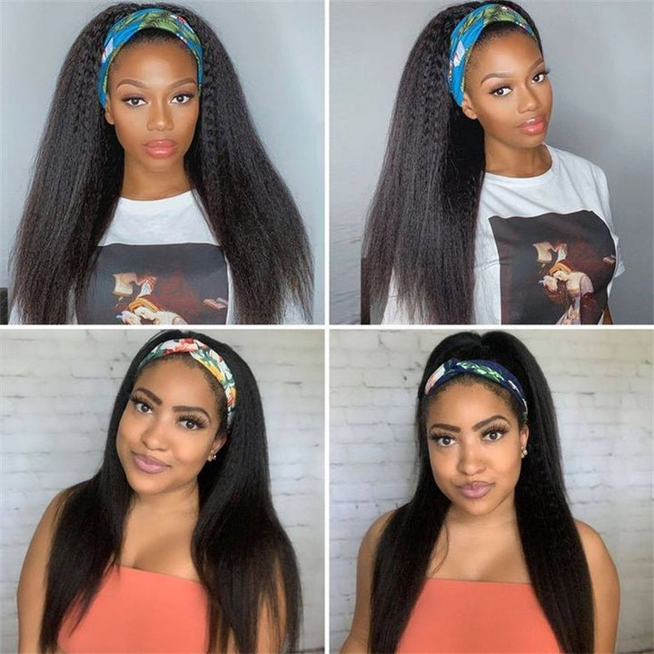 Leomoda Headband Wig Yaki Straight Human Hair Wigs 150% Beginner Friendly Half Wig - Msgem Hair