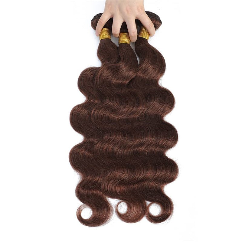 Light Brown Body Wave Brazilian Virgin Hair 3 Bundles with 4x4 Lace Closure with Baby Hair - Msgem Hair