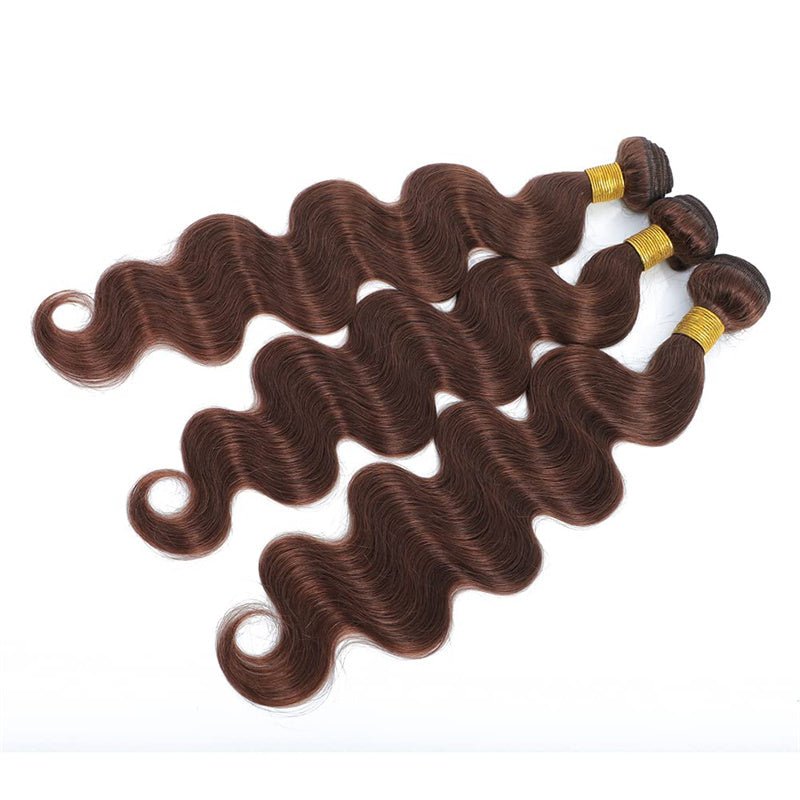 Light Brown Body Wave Brazilian Virgin Hair 3 Bundles with 4x4 Lace Closure with Baby Hair - Msgem Hair