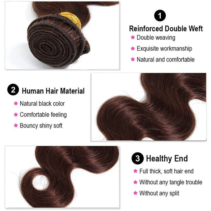 Light Brown Body Wave Brazilian Virgin Hair 3 Bundles with 4x4 Lace Closure with Baby Hair - Msgem Hair