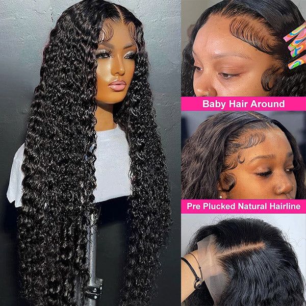 Live Exclusive Pricing Msgem 13x6 Lace Frontal Wig Human Hair Deep Wave Pre Plucked Hairline 180% Density Virgin Human Hair