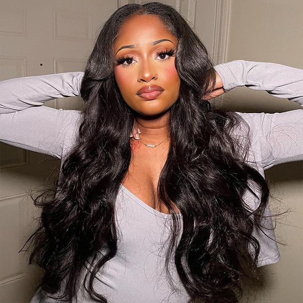 Live Exclusive Pricing Msgem Body Wave 7x5 Lace Closure Glueless Wig Human Hair 180 Hair Density with Pre-pleached Knots