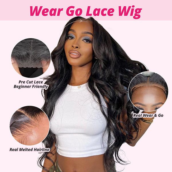 Live Exclusive Pricing Msgem Body Wave 7x5 Lace Closure Glueless Wig Human Hair 180 Hair Density with Pre-pleached Knots