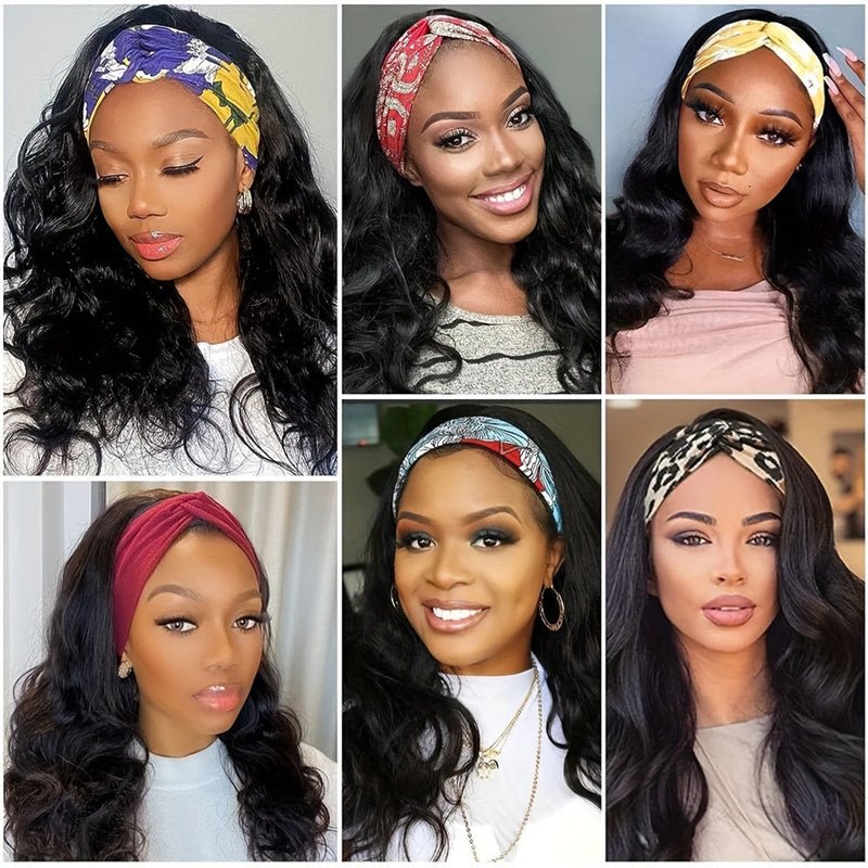 Lomoda Body Wave Headband Scarf Wigs Glueless Human Hair No Lace Wig - Msgem Hair