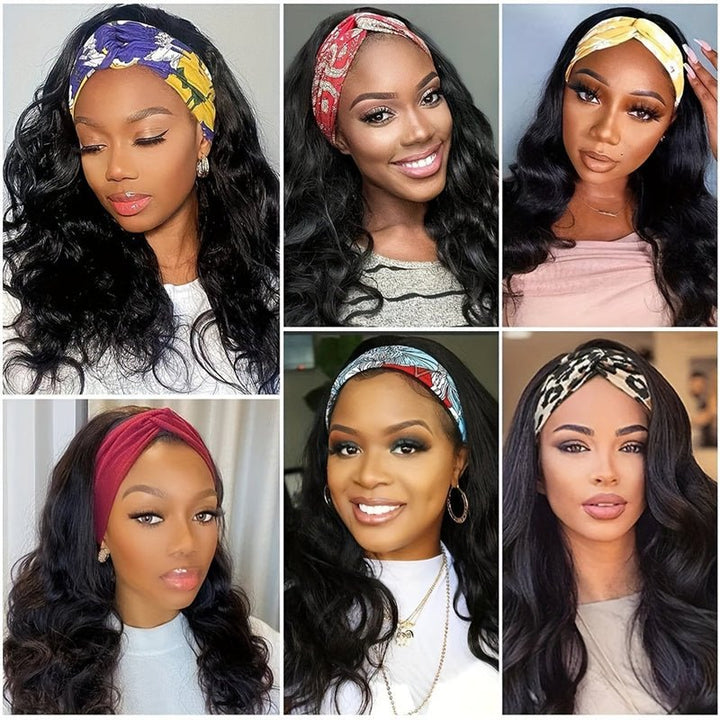 Lomoda Body Wave Headband Scarf Wigs Glueless Human Hair No Lace Wig - Msgem Hair