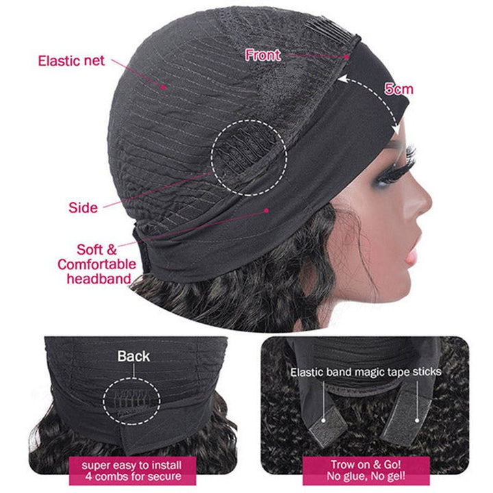 Lomoda Body Wave Headband Scarf Wigs Glueless Human Hair No Lace Wig - Msgem Hair