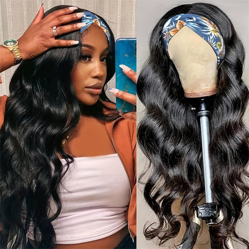 Lomoda Body Wave Headband Scarf Wigs Glueless Human Hair No Lace Wig - Msgem Hair