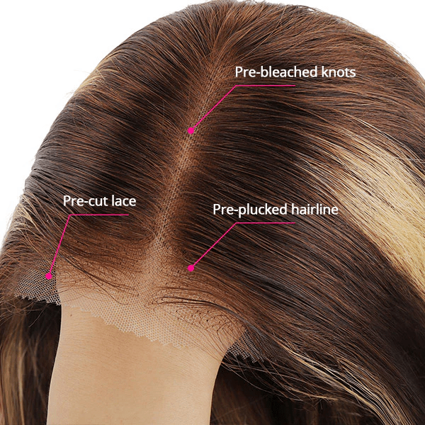 Lomoda Glueless Wigs 5x5 Lace Closure Wig P4/27 Highlight Straight Human Hair Wigs 180% Plucked Natural Hairline - Msgem Hair